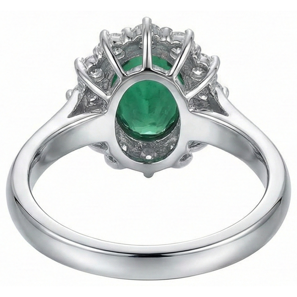 Grüner Smaragd mit Diamanten Verlobungsring 3,50 Karat Weißgold 14K
