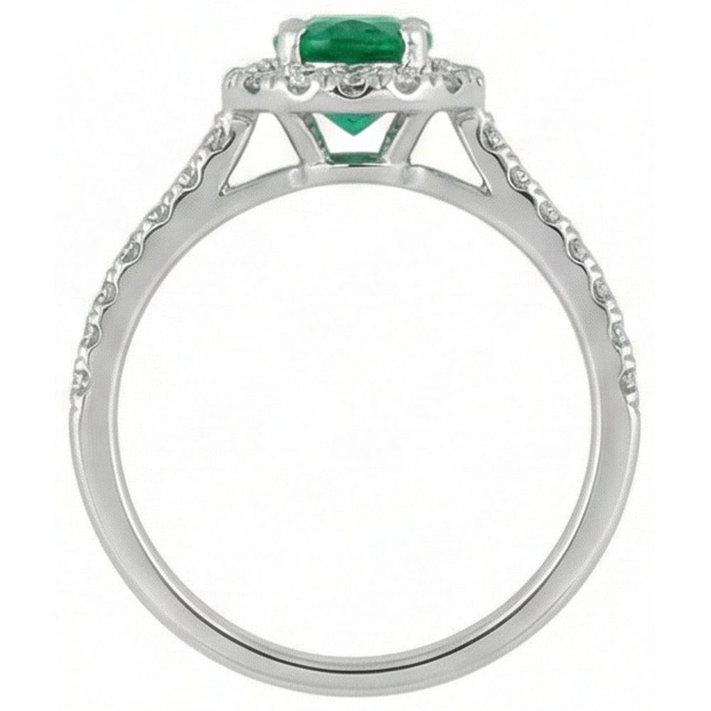 Grüner Smaragd und Diamanten 5,25 Karat Ehering 14K WG
