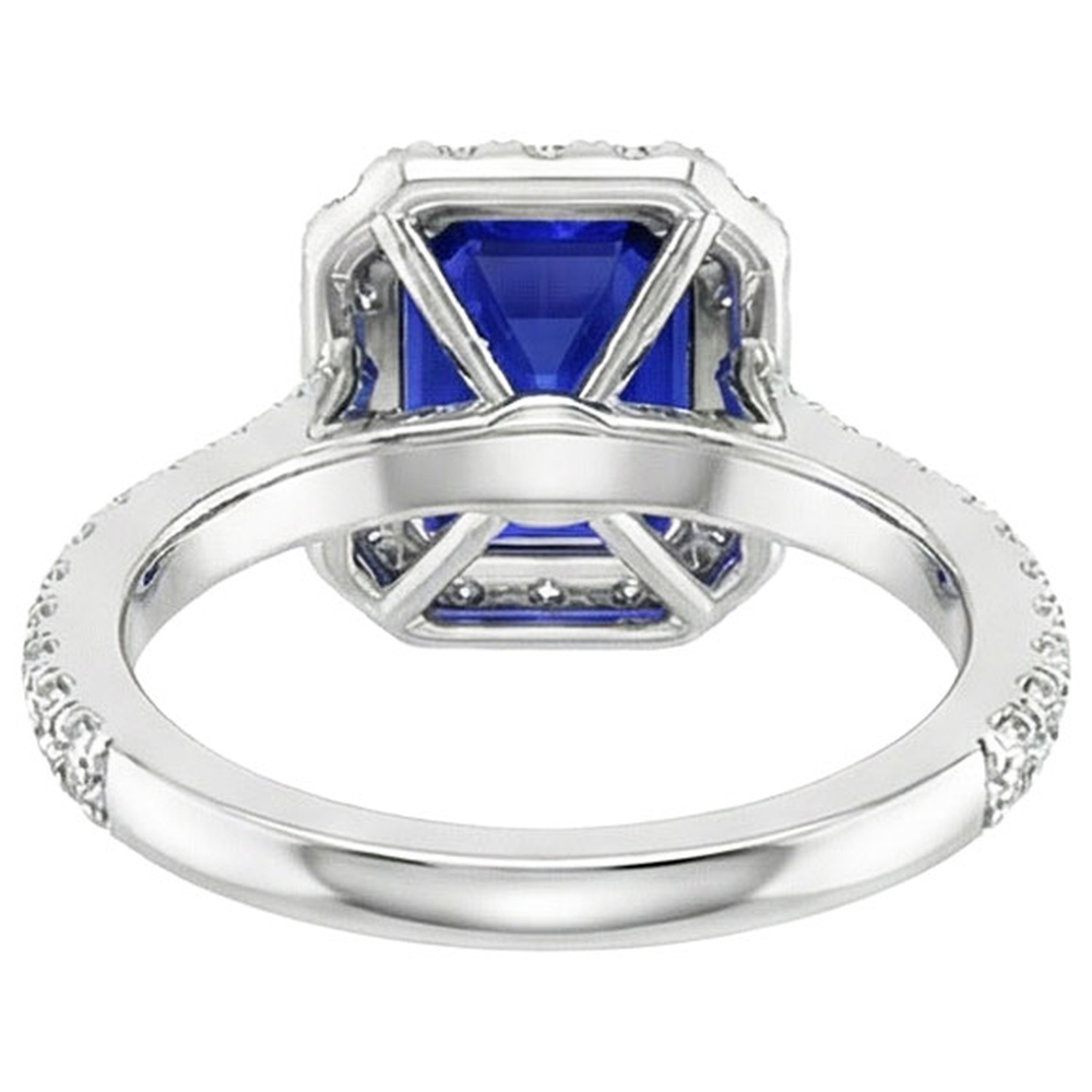 Halo Blue Saphir Diamantring mit Akzenten 10,25 Karat