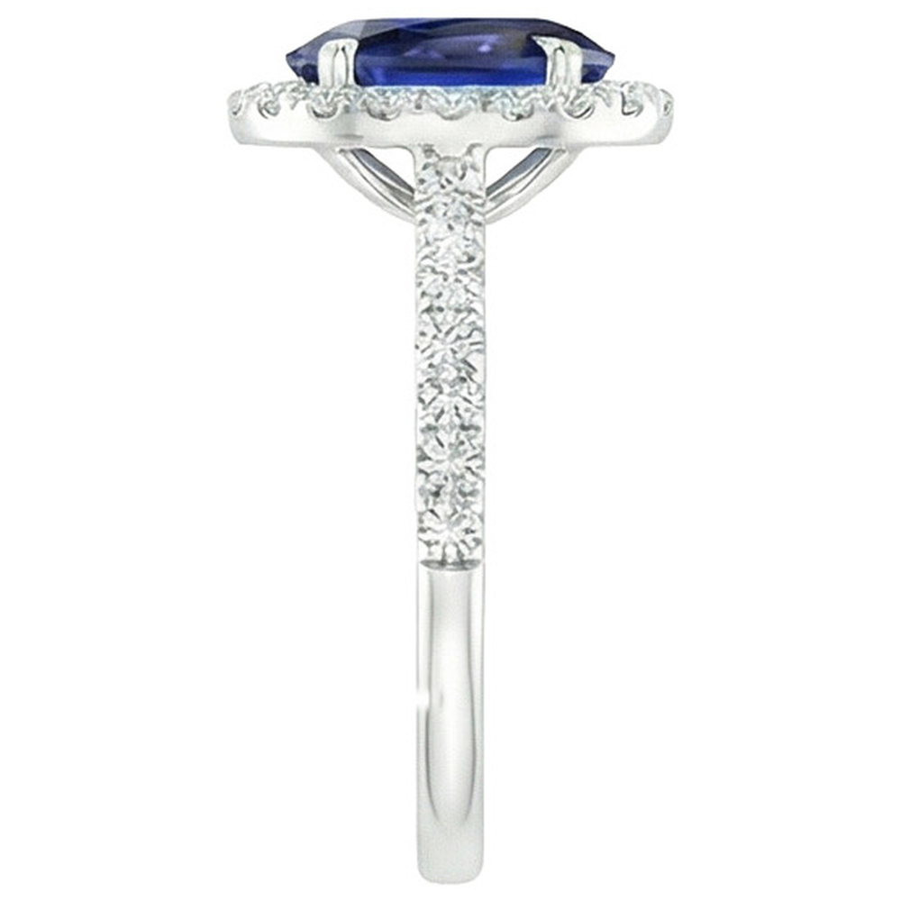 Halo Diamantring Gold Oval Sri Lanka Saphir Mit Akzenten 6 Karat