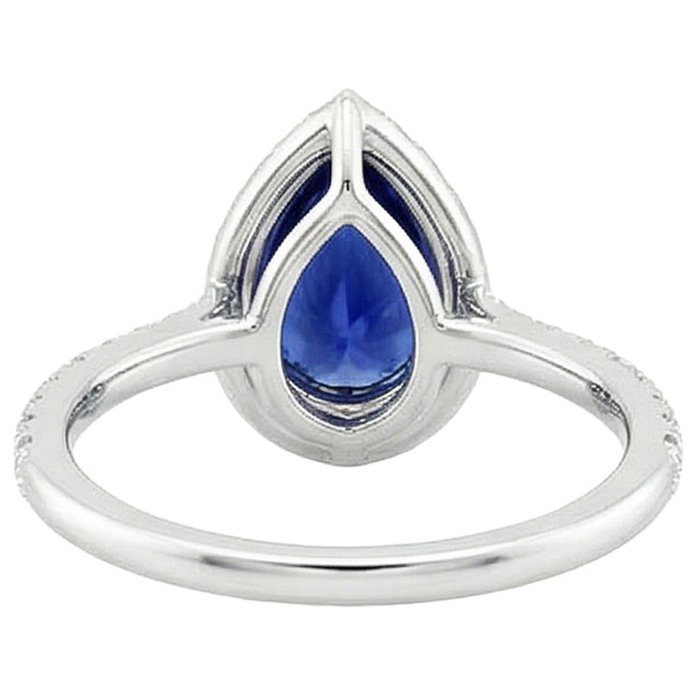 Halo Diamantring Tropfen-Stil Blauer Saphir mit Akzenten 5,50 Karat