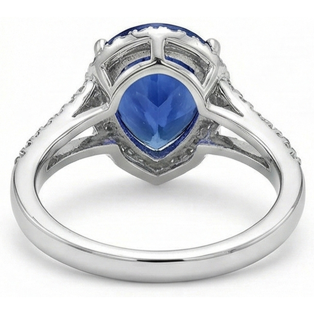 Halo Edelstein Ring Blauer Saphir & Natürlicher Diamant ( nicht im Labor gezüchtet )en 3.50 Karat Damenschmuck