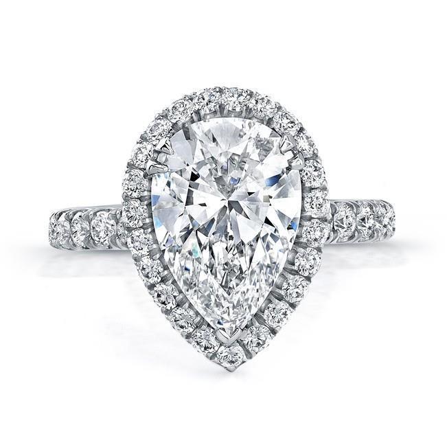 Halo-Natürliche Diamantring Im Birnenschliff 3.75 Karat Schmuck