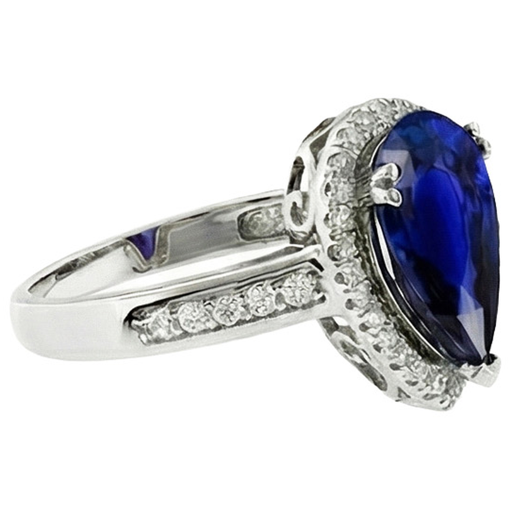 Halo Ring Antiker Stil Birne Ceylon Saphir & Natürlicher Diamant ( nicht im Labor gezüchtet )en 3.75 Karat