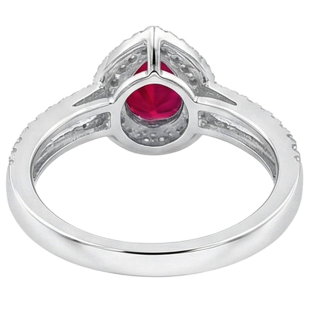 Halo Rubin und Diamanten 4 Karat Verlobungsring Gold 14K