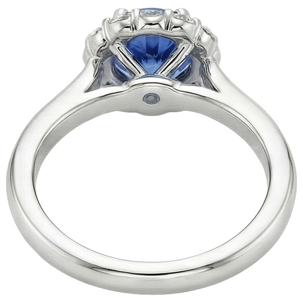 Halo runder Saphir- und Diamant-Verlobungsring 3.35 Karat Neu