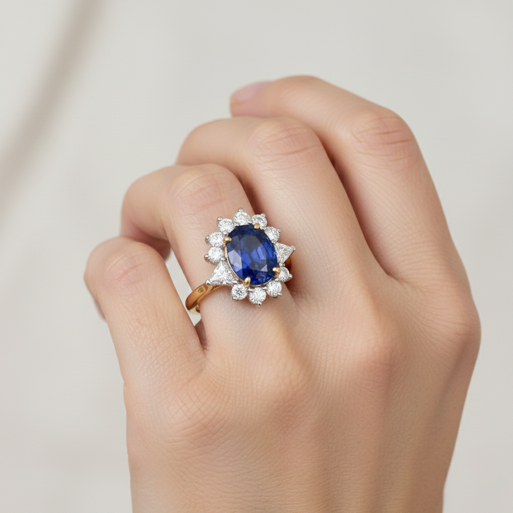 echter oval diamant 4.25Karat ring auf Weiß