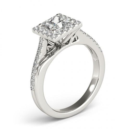 Halo Echt Diamant Prinzessinnen Schnitt Mit Akzenten Verlobungsring 1,50 Karat
