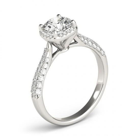 Halo Echt Diamant Solitaire Ring Mit Akzent 1,50 Karat Neu Weißgold 14K