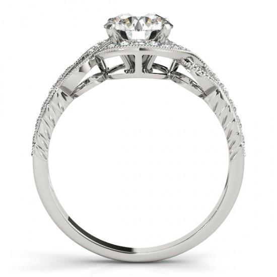 Halo Natürliche Diamant-Verlobungsring Twisted Shank 1,35 Karat Weißgold 14K