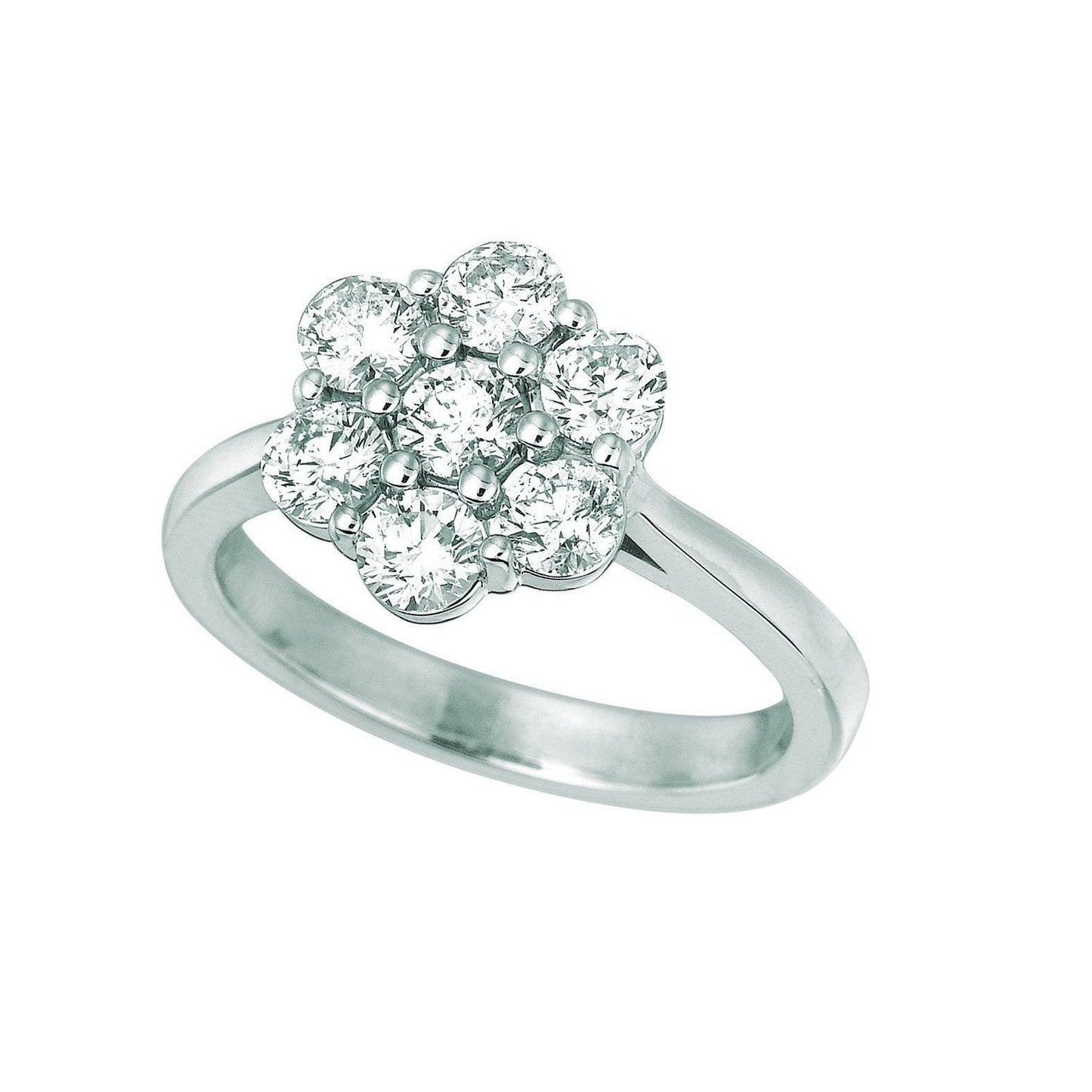 Halo Natürliche Diamant Flower Fancy Ring 1,47 Karat 14K Weißgold
