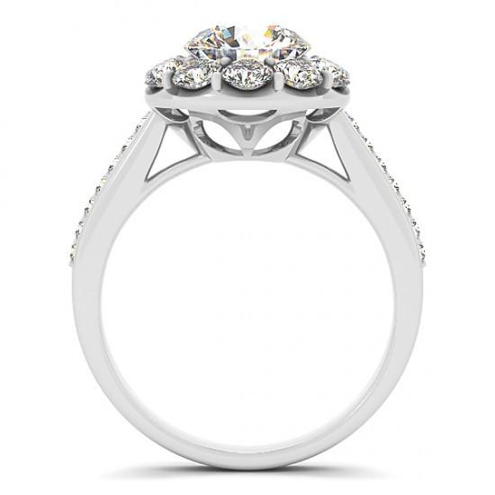 Halo Natürliche Diamant Solitaire Ring Blumenform Mit Akzent 2,75 Karat WG 14K