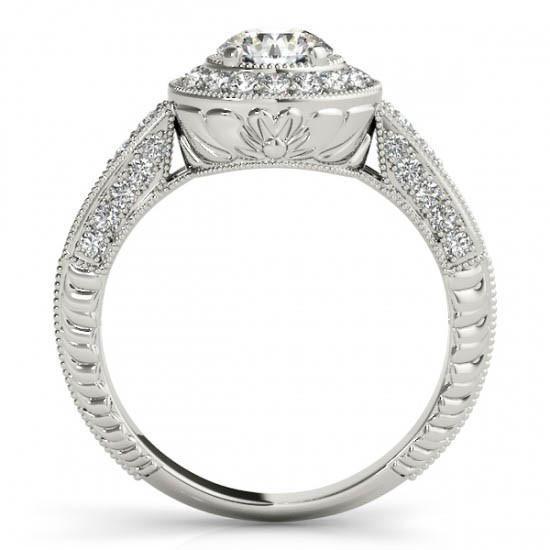 Halo Runden Echt DiamantVerlobungsring Vintage-Stil 1.75 Karat WG 14K