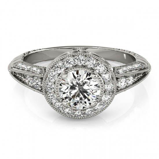 Halo Runden Echt DiamantVerlobungsring Vintage-Stil 1.75 Karat WG 14K