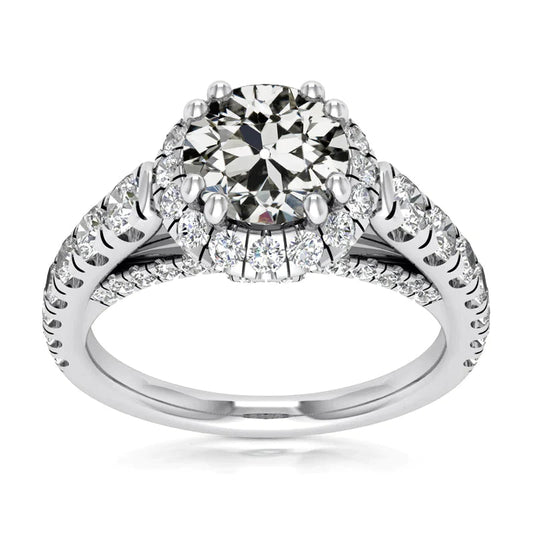 Halo Alter Bergmann Echt Diamantring Fischschwanz-Zinken-Set Schmuck 5.50 Karat