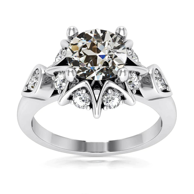 Halo Ring Rund im Alten Minenschliff Echt Diamant Stern-Stil Gold 4,50 Karat