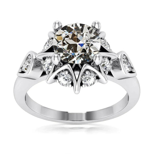Halo Ring Rund im Alten Minenschliff Echt Diamant Stern-Stil Gold 4,50 Karat