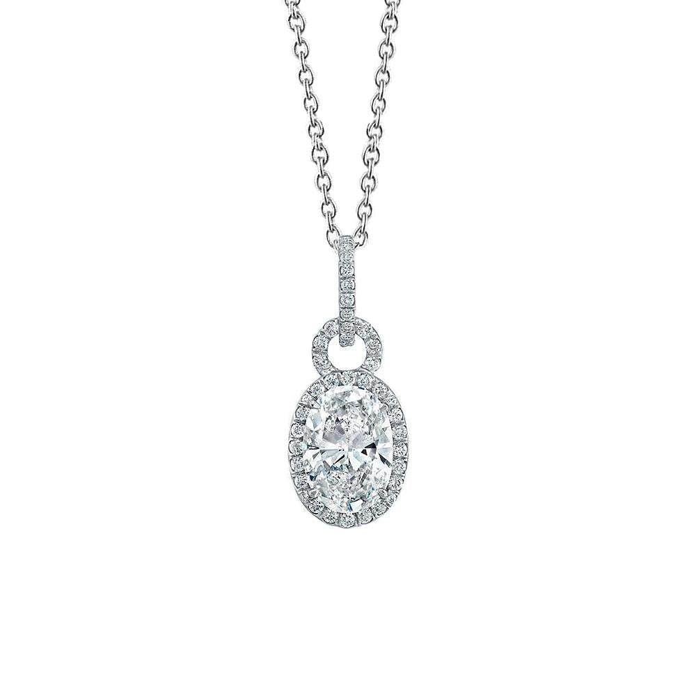 Halskette Mit Ovalem Und Rundem Natürliche Diamant-Anhänger 3.4 Ct