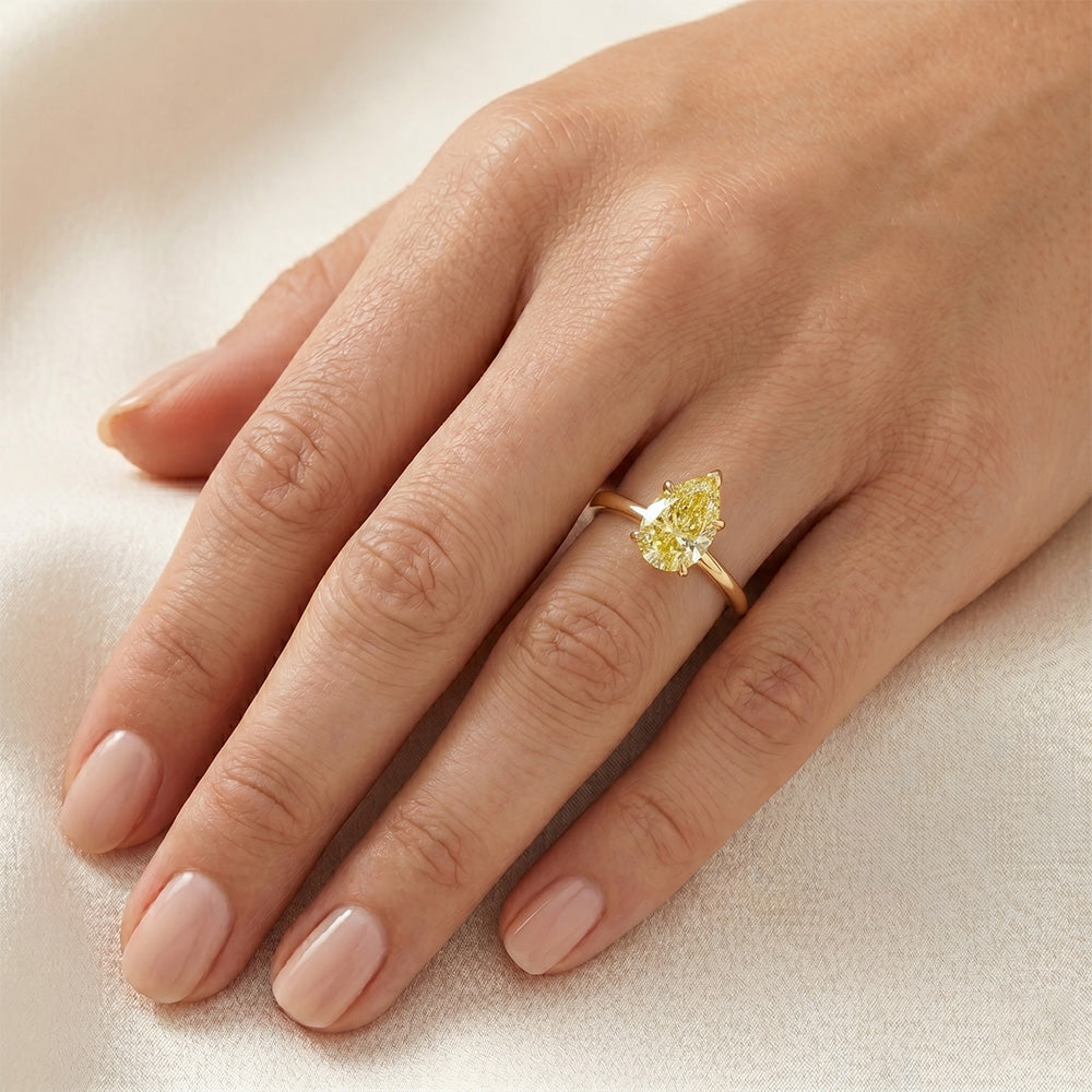 Handgefertigter Gelber Kanarienvogel-Diamant Statement-Ring 2