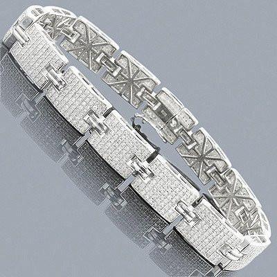 Herren Echt Diamantarmband Weißgold 14K 14 Karat Diamantschmuck