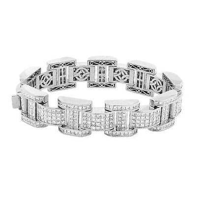Herren Princess Schliff Echt Diamantarmband Weißgold 20 Karat
