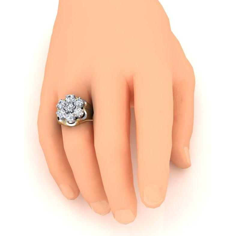 Herren Cluster Diamant Ring Labor Gezüchtet Zwei Farbiger Schmuck Für Männer