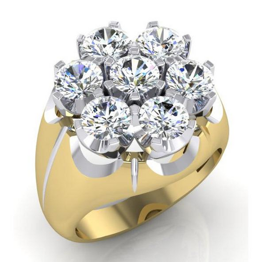 Herren Cluster Diamant Ring Labor Gezüchtet Zwei Farbiger Schmuck Für Männer