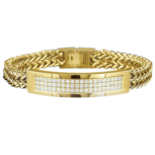 Herrenarmband Rundschliff 3 Karat Natürliche Diamanten Gelbgold 14K