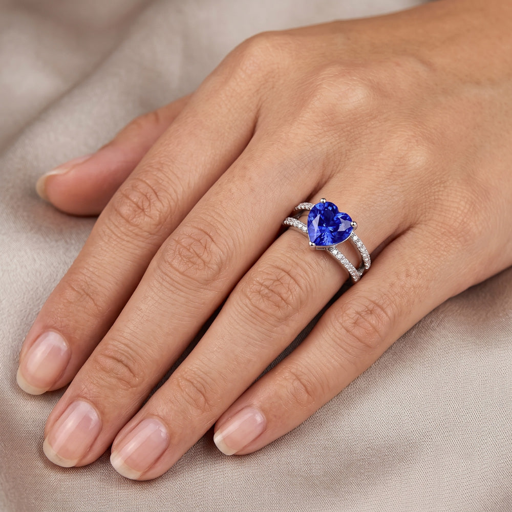 Herz Edelstein Hellblauer Saphir Ring Doppelschaft Natürlicher Diamant ( nicht im Labor gezüchtet )en 4 Karat