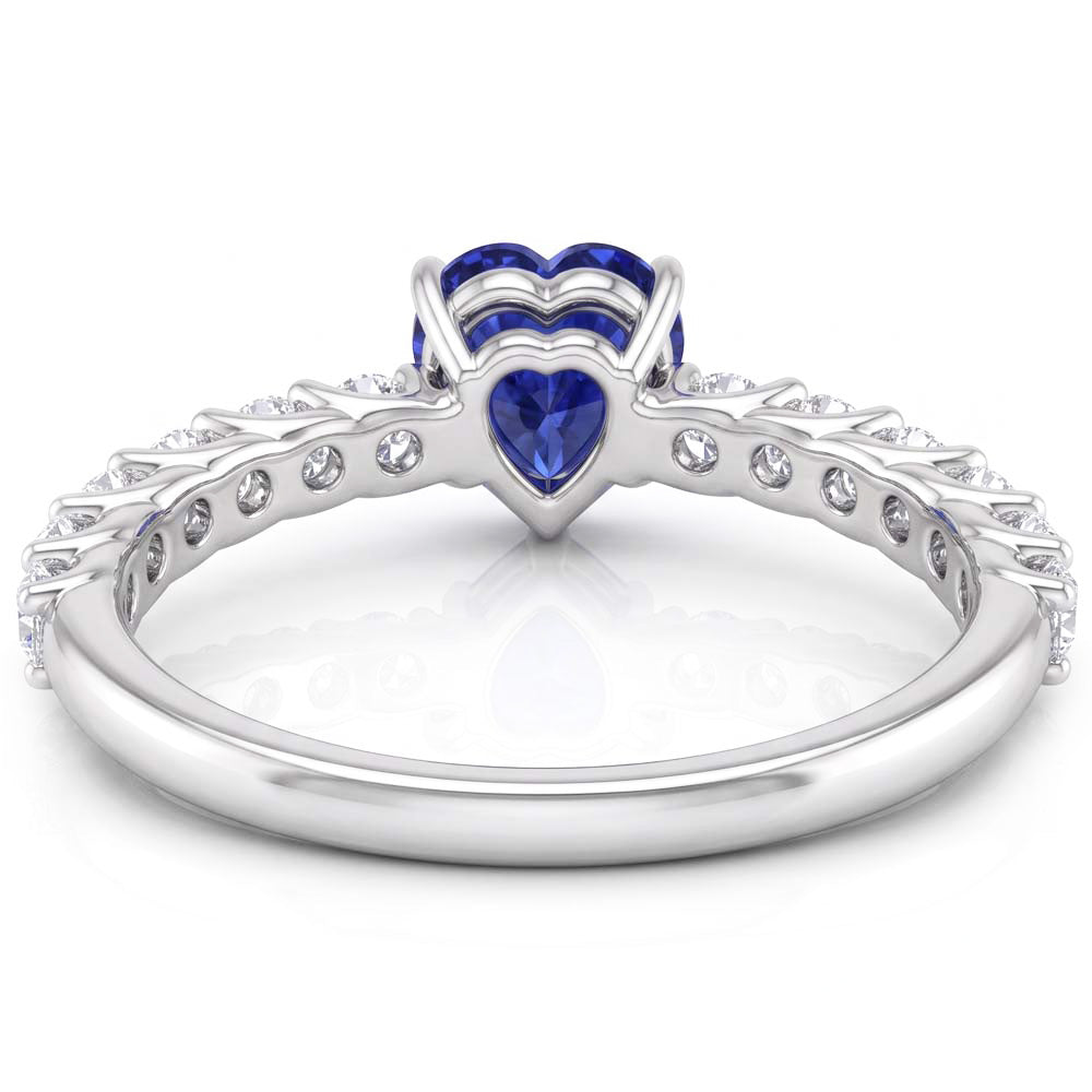 Herz Edelstein Ring Hellblauer Saphir & Pave Set Natürlicher Diamant ( nicht im Labor gezüchtet ) 3 Karat
