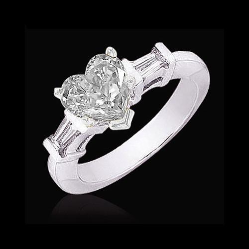 Herz & Baguette Echt Diamanten Ring Damen 3 Steine Schmuck 2 Karat