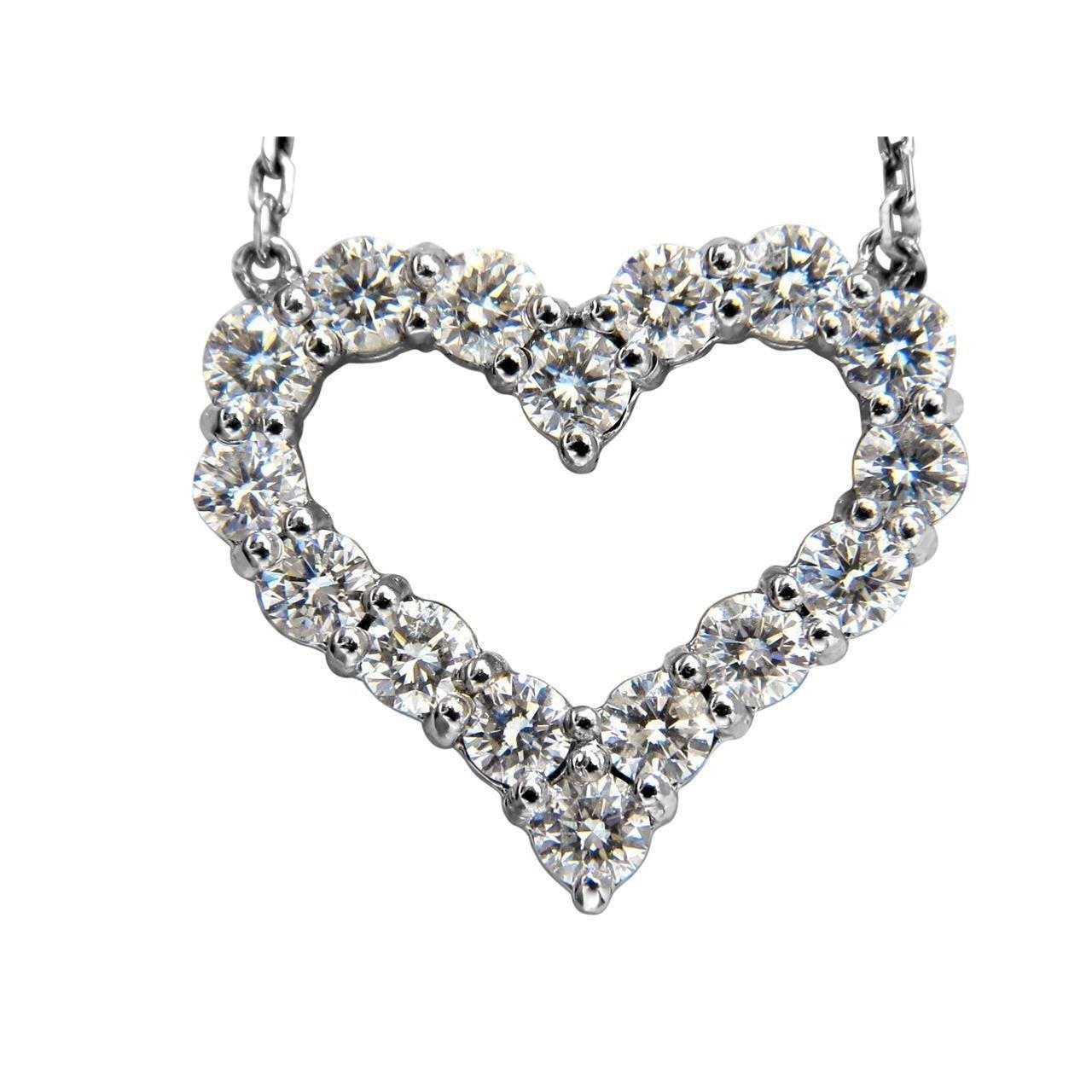 Herzform Anhänger Halskette 2,40 Ct Echt Diamanten Im Rundschliff Weißgold 14K