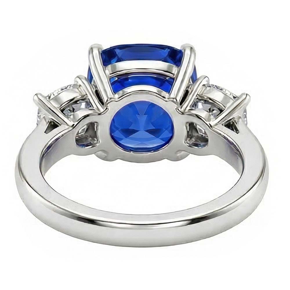 Kissen Saphir 3 Stein Natürlicher Diamant ( nicht im Labor gezüchtet ) Ring Zinke Goldschmuck 4 Karat