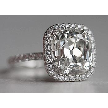 Kissen Alter Bergmann Echt Diamant Halo Verlobungsring 1.50 Kt Weißgold 14K