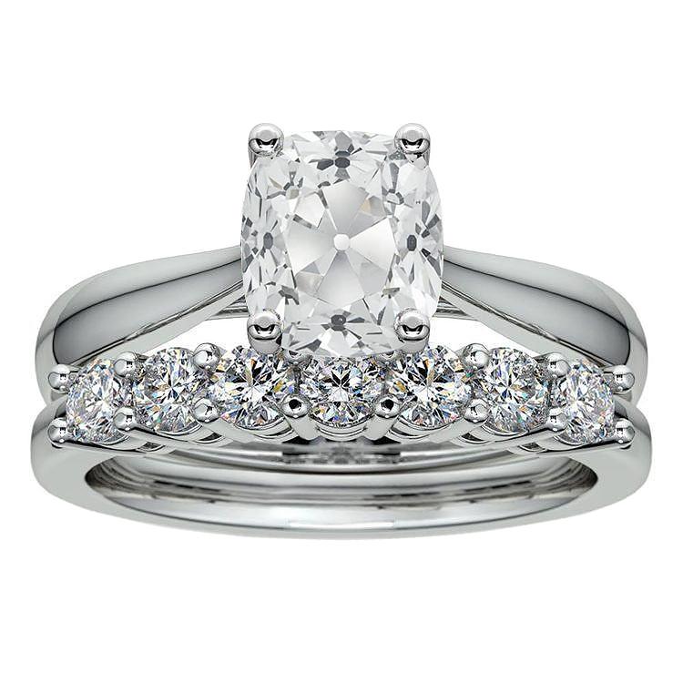 Kissen Echt Diamant Old Cut Verlobungsring Rundes Band Set 4,75 Karat