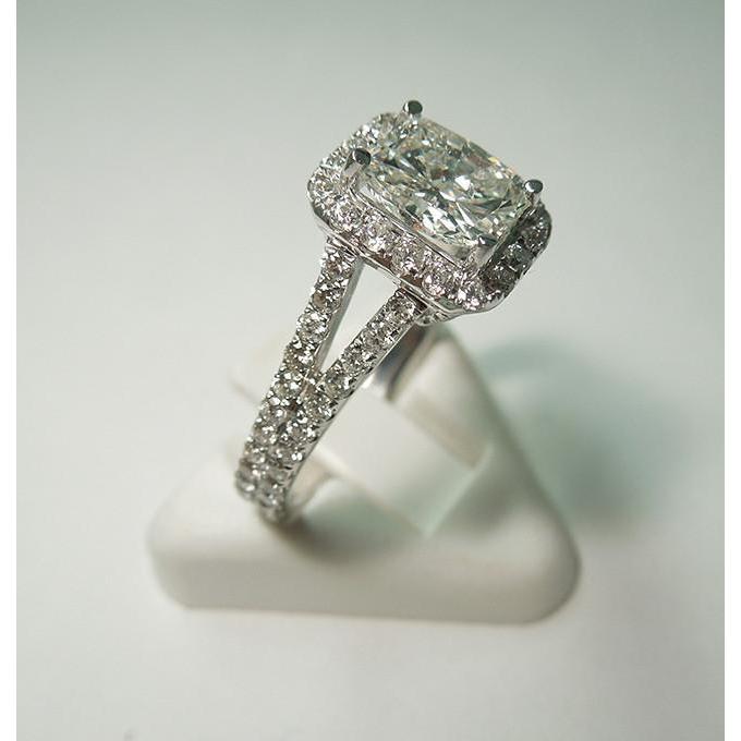 Kissen Natürliche Diamant Royal Halo Verlobungsring 2.75 Karat Weißgold 14K