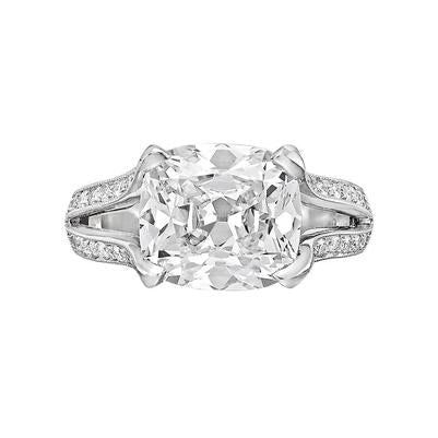 Kissen Solitaire Natürliche Diamant-Verlobungsring Mit Akzent 3,50 Ct. Weißes Gold