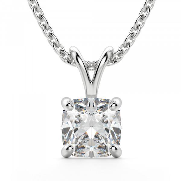 Kissen Solitaire Natürliche Diamant Anhänger Halskette 2,75 Karat Weißgold 14K