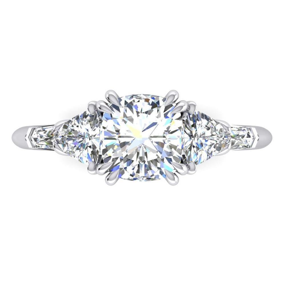Kissen Natürliche Diamant-Verlobungsring 3 Karat Weißgold im Trillionenschliff 14K