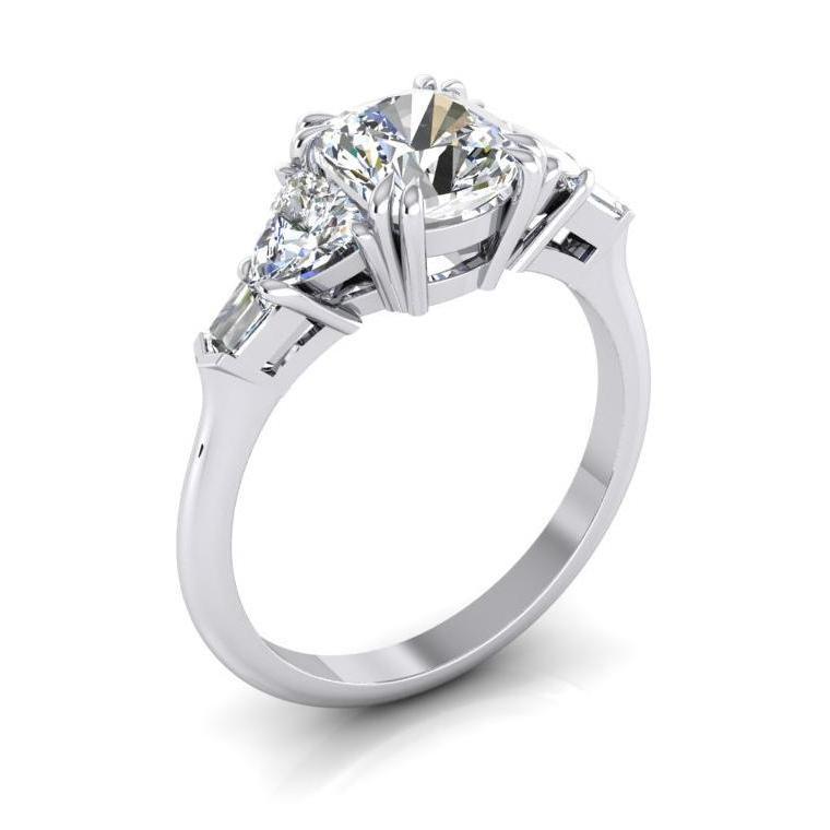 Kissen Natürliche Diamant-Verlobungsring 3 Karat Weißgold im Trillionenschliff 14K