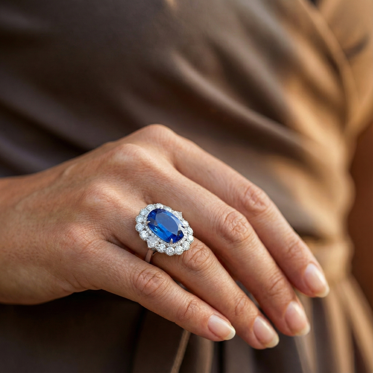 Krappenset 8,5 Kt Ceylon Blauer Saphir Diamanten Ehering Weiß