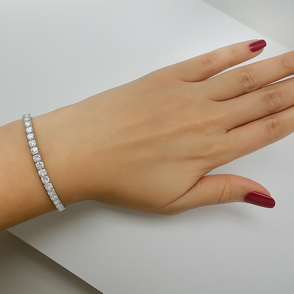 Krappenset 6,80 Karat Natürliche Aus der Erde Abgebauter Natürlicher Diamanten Tennisarmband Gold Weiß 14K Neu