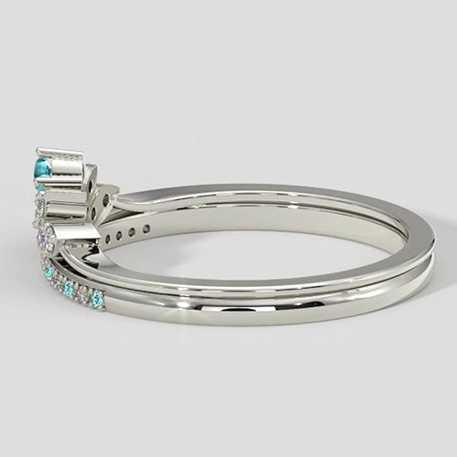 Kronenring-Set mit Paraiba-Turmalin und Diamant