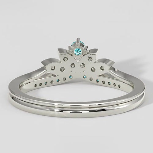 Kronenring-Set mit Paraiba-Turmalin und Diamant
