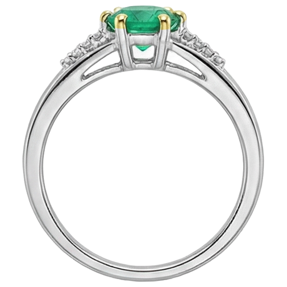 Schmuckstein-Ring Zweifarbiges 14K Gold mit Kolumbianischer Smaragd – Rückansicht