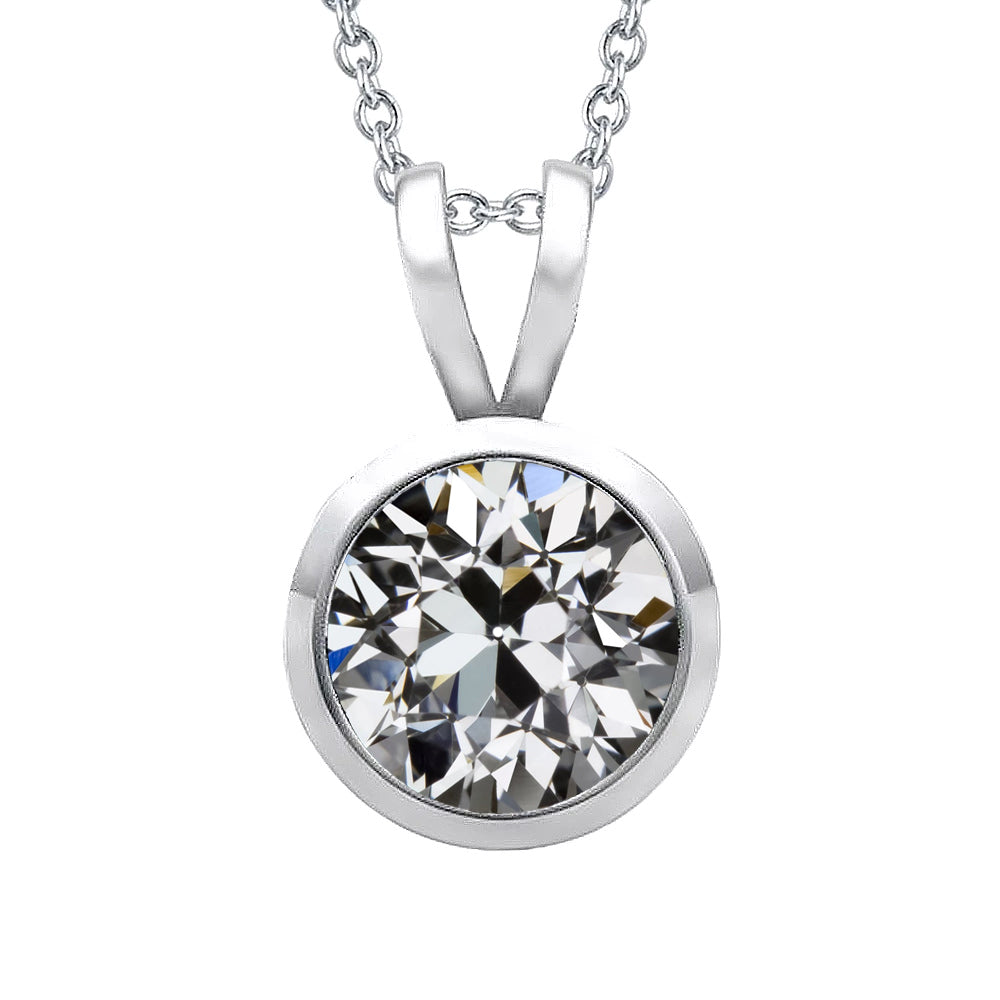 Diamant Old Mine Cut Anhänger in 14 Karat Weißgold – Hauptansicht