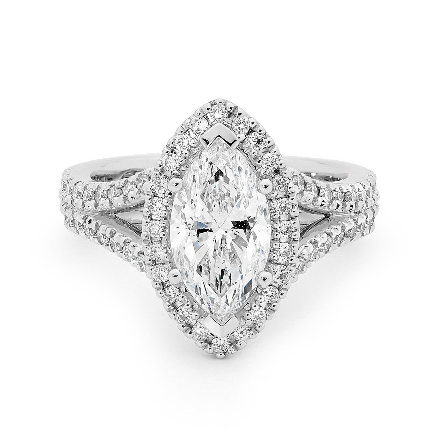echter marquise diamant 3Karat ring Vorderansicht