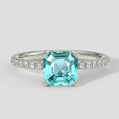 Moderner Asscher Paraiba-Turmalin-Ring
