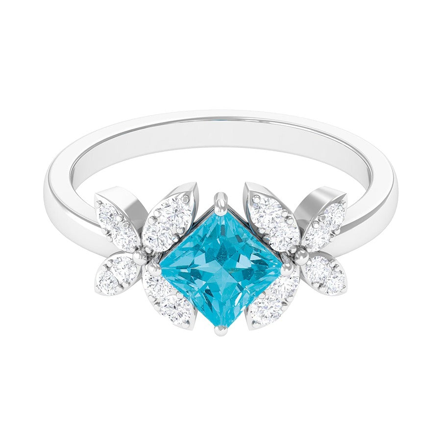 Moderner floraler Paraiba-Cocktailring