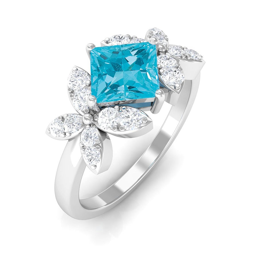Moderner floraler Paraiba-Cocktailring